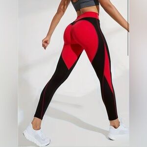 Women's Red and Black Athletic Leggings